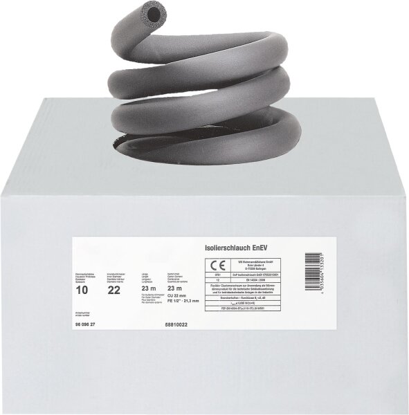 Kautschuk-Isolierung Ø28 mm, Dämmdicke 10mm, VPE = 16m
