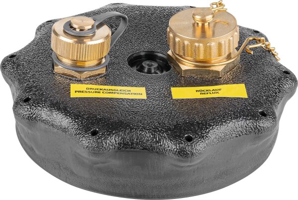 Deckel kpl. f. Filterbeutel Weithalskanister 30 Liter, RLV MS 3/4"AG mit Druckausgleichsverschraubung 1/2"