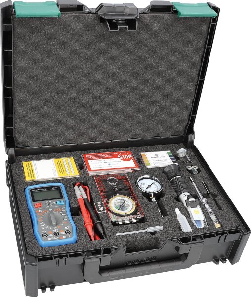 Solarprüfkoffer mit Handrefraktometer, Kompass Multimeter, Prüfstreifen