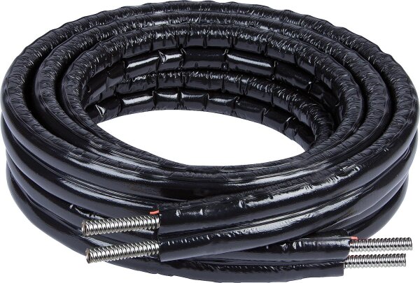 Solar-Spiralrohr 2 in 2 DN25, 10m mit Isolierung und Fühlerkabel