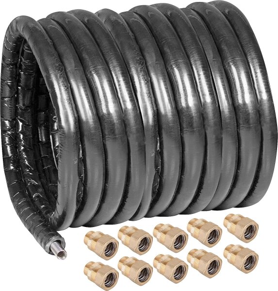 Spiralrohrset für Wärmepumpen DN32,25m mit Isolierung u.10x Verschraubung 11/4"AG