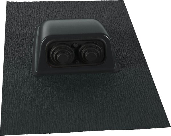 Rohrdurchführung AufdachDICHT Doppeldurchführung 10-55mm/2-10mm, schwarz