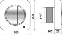 Wand-Ventilator Typ HEF-150 P Einbau in Rohre/Schächte NW150