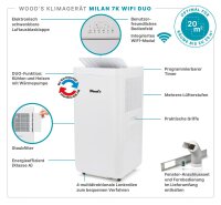 Klimagerät mobil (R 290) Woods MILAN 7K Smart Home...