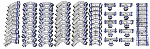 Pressfitting Edelstahl Paket D: 22mm V-Kontur