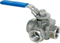 3-Wegemuffenkugelhahn aus Edelstahl Werkstoff 1.4408 PN...