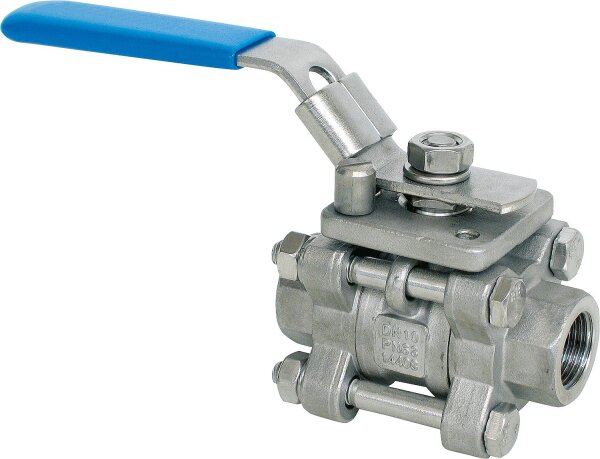 3 tlg.Muffenkugelhahn Edelstahl Werkstoff 1.4408 PN 64/40 3/4" Typ A 641 TLD