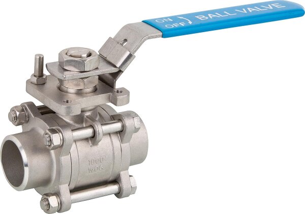 3 tlg.Einschweißkugelhahn aus Edelstahl Werkstoff 1.4408 PN 64/40 1/2" Typ A-641 TSLD