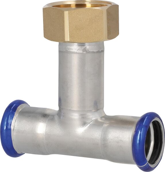 Edelstahl-Pressfitting M-Kontur T-Stück mit Überwurfmutter, 15 - DN20 (3/4") - 15mm