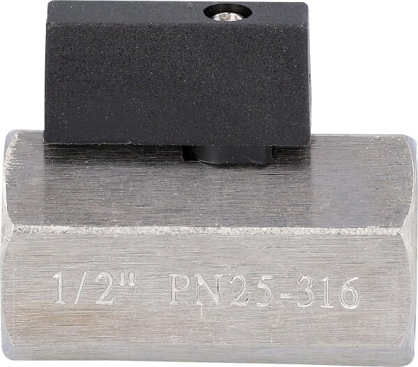Mini-Kugelhahn, edelstahl AISI 316, IG x IG 1/2" mit Nylonhebel