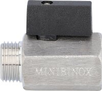 Mini-Kugelhahn, edelstahl AISI 316, IG x AG 1/4" mit...