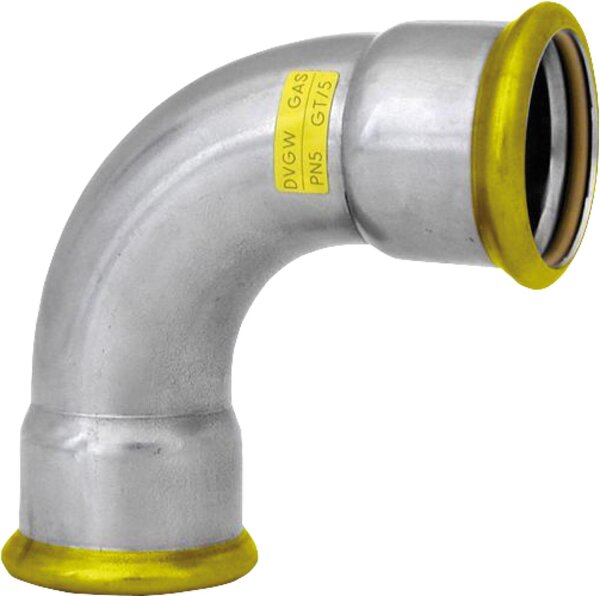 Edelstahl-Pressfitting Gas Bogen 90°, DN28, M-Kontur (i/i)