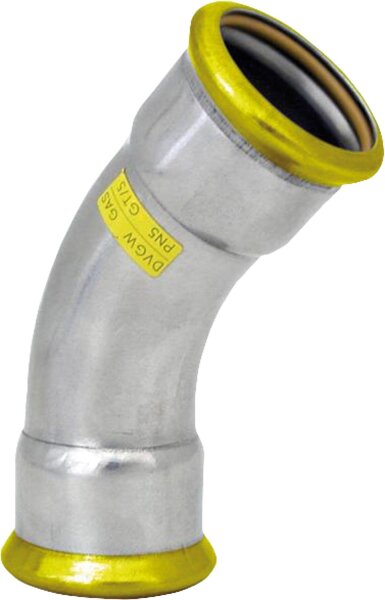 Edelstahl-Pressfitting Gas Bogen 45°, DN42, M-Kontur (i/i)
