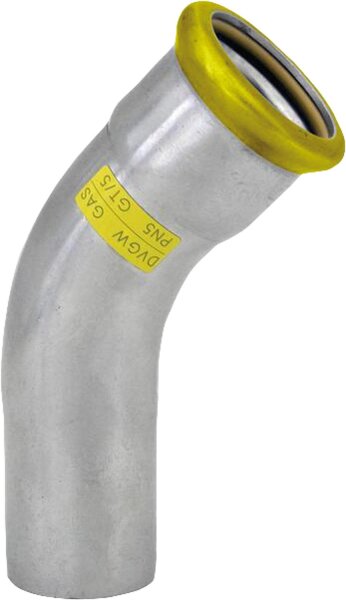 Edelstahl-Pressfitting Gas Bogen 45°, DN28, M-Kontur (i/a)