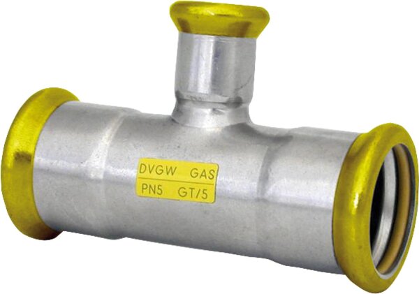 Edelstahl Pressfitting Gas T-Stück reduziert, M-Kontur 54 x 42 x 54