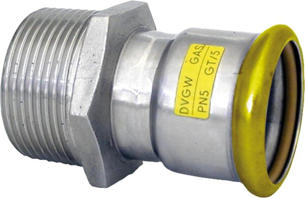 Edelstahl-Pressfitting Gas Uebergangsmuffe A.G., DN 88,9 x 3", M-Kontur
