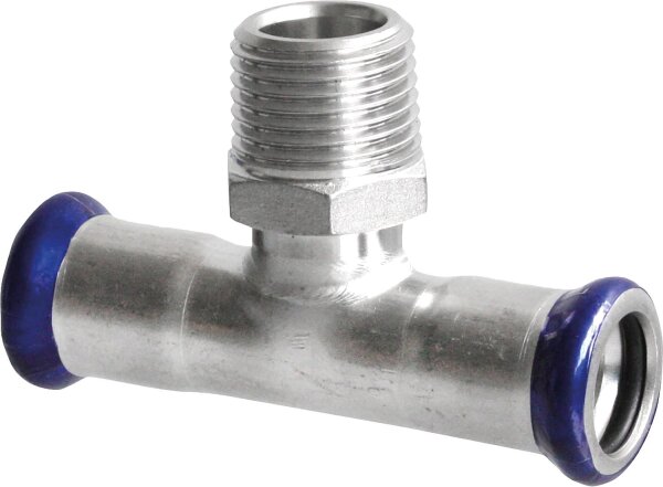 Edelstahl Pressfitting M-Kontur T-Stück mit AG 18-DN15(1/2")-18