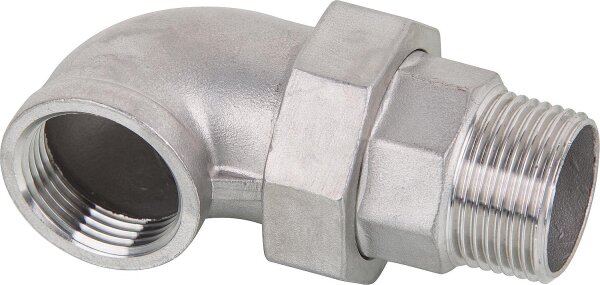 Winkelverschraubung V4A  1" IG/AG flach dichtend