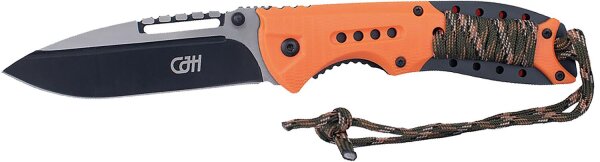 Einhandmesser CJH 10000356, Edelstahl 420, Griff orange mit Paracord