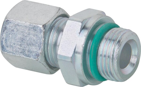 Schneidring-Verschraubung 12x3/8", zyl. mit O-Ring + MS-SR kurze Ausführung