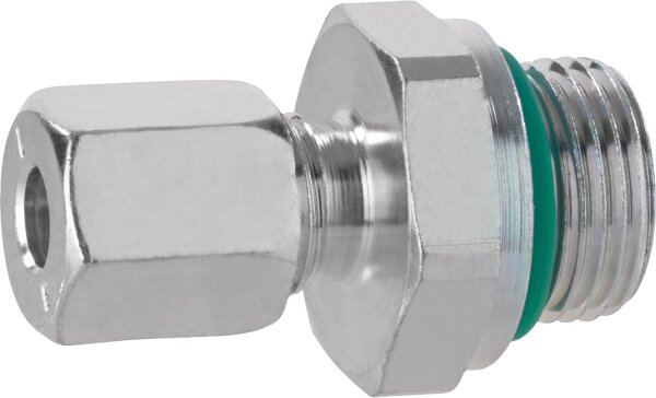 Schneidring-Verschraubung 6x3/8", zyl. mit O-Ring + MS-SR kurze Ausführung