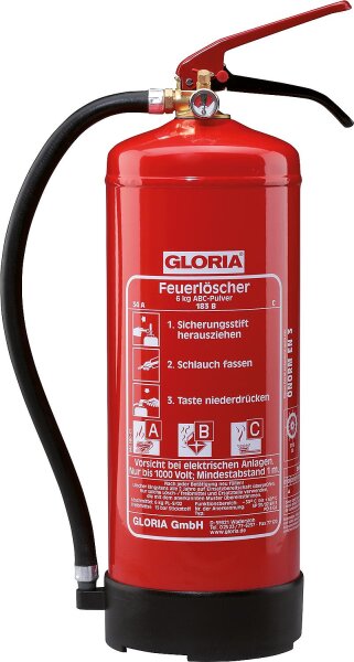 Gloria Feuerlöscher  Typ PD6GA mit Manometer mit Wandhalter