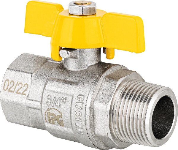Gas-Kugelhähne DVGW-gepr. mit Flügelgriff 3/4" IGxAG