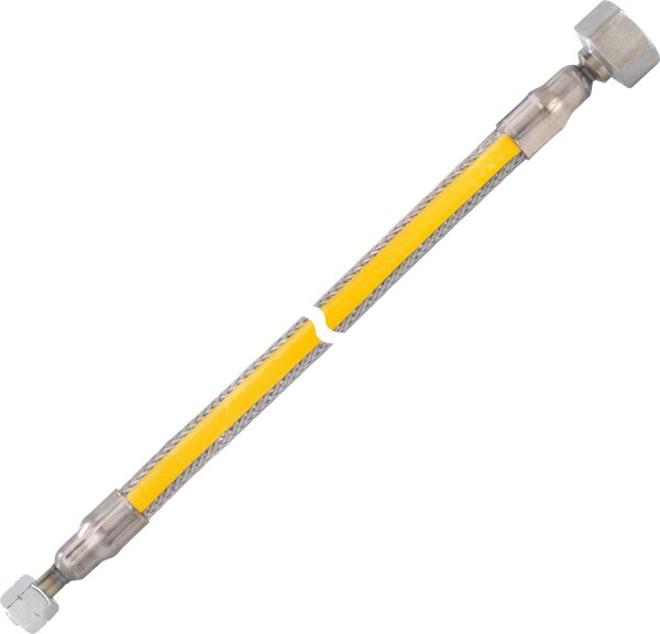 Edelstahl-Wellschlauchleitung Typ MWS, G1/4"LH-ÜWM x IG Rp1/2", Länge 1000mm