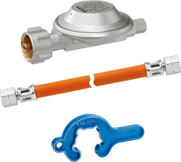 Einflaschenanlage für Kleinflaschen, Typ EN61,  KLF x G1/4" LH-ÜWM, 50 mbar, 1,5 kg/h