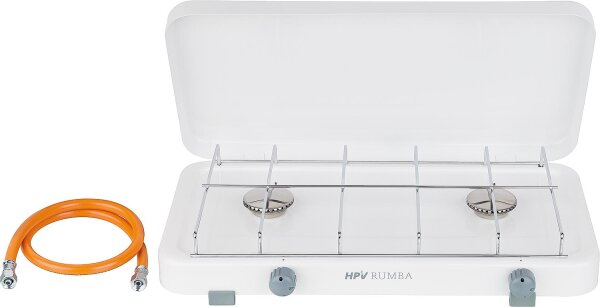 Zweiflammenkocher Rumba 2000WZ5, Farbe weiß mit Deckel, B:500, T:250, H:80 mm