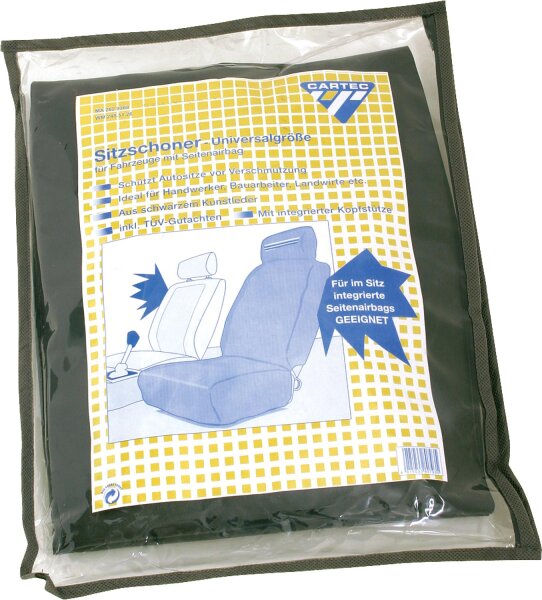 Sitzschoner mit integrierter Kopfstütze - für Seitenairbag geeignet (Farbe schwarz)