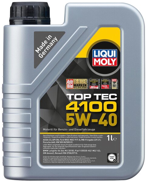 Motoröl LIQUI MOLY Top Tec 4100 5W-40, 1l Kanister