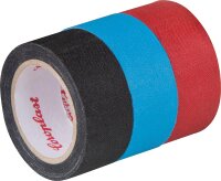Gewebeklebeband-Set ,3 Rollen, 19mm x 2,5m blau,Schwarz, rot