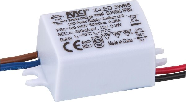 Trafo für Leuchtmittel 12V, 0-3 Watt, IP65