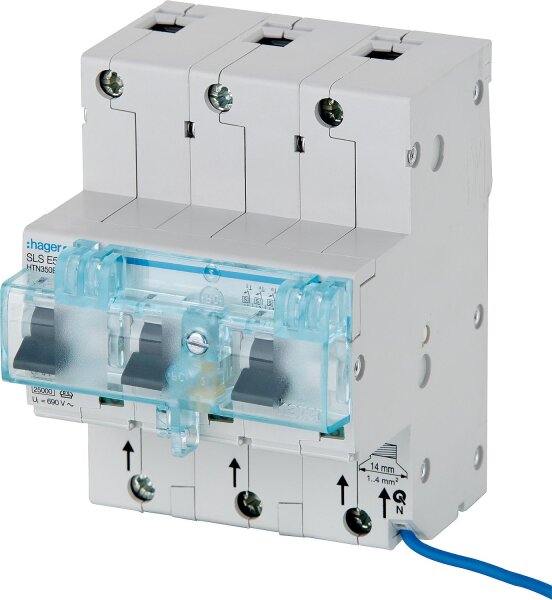 Leitungsschutzschalter Hager 3P, 50A, Hutsch. HTN350E