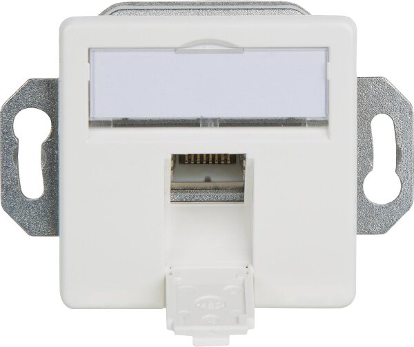 Anschlussdose, alpinweiß AMJ45/B 8 K Up/50 Cat.6A(IEC), Bodentankeinbau, 1xRJ45, 1 Stück