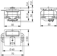 Anschlussdose, alpinweiß AMJ45/B 8 K Up/50 Cat.6A(IEC), Bodentankeinbau, 1xRJ45, 1 Stück