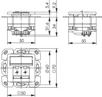 Anschlussdose, alpinweiß AMJ45/B 8 K Up/50 Cat.6A(IEC), Bodentankeinbau, 1xRJ45, 1 Stück