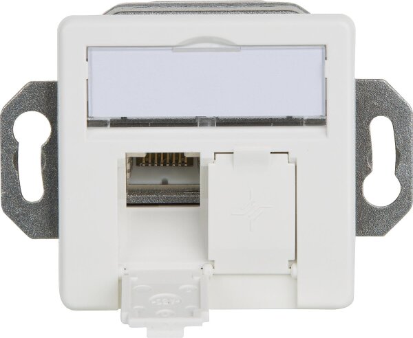 Anschlussdose, alpinweiß AMJ45/B 8/8 K Up/50 Cat.6A(IEC), Bodentankeinbau, 2xRJ45, 1 Stück