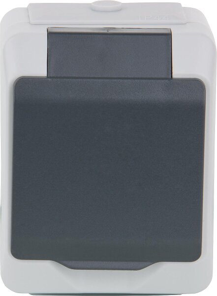 AP-Steckdose Nortic IP 44, 1-fach mit erhötem Berührungsschutz