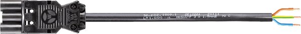 Verbindungsleit. Wieland GST18i3 1,0m, schwarz, H05VV-F 3G1,5mm² 3-poliger Stecker - freies Ende