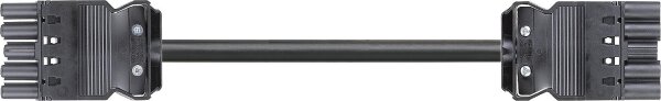 Verbindungsleit. Wieland GST18i5 1,0m, schwarz, H05VV-F 5G1,5mm² 5-polig, Buchse - Stecker