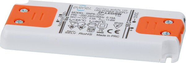 Trafo für LED Leuchtmittel 12V DC, 15W, IP20 flache Bauform, 128x51x14mm