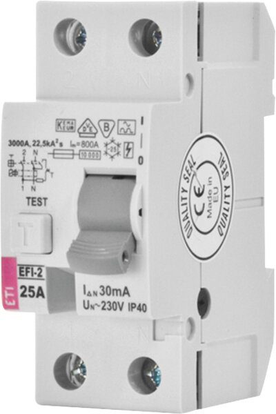 FI-Schalter EFI-2, 2-polig, 25A, 30mA, Typ A, unverzögert