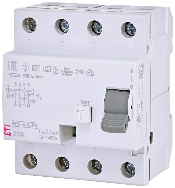 FI-Schalter EFI-4, 4-polig, 40A, 30mA, Typ A, kurzzeit- verzögert