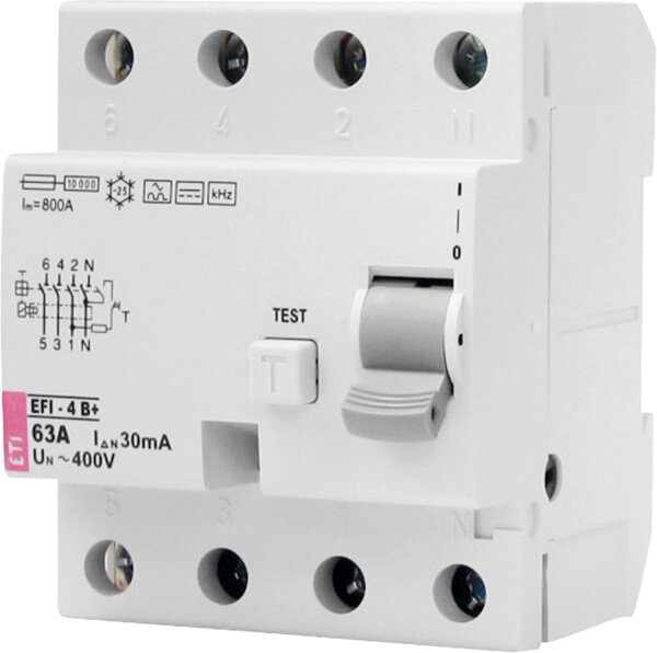FI-Schalter EFI-4B+, 4-polig, 63A, 30mA, Typ B+, unverzögert