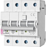 FI/LS-Schalter KZS-4M, 3-pol+N, C25A, 30mA, 6kA, Typ A