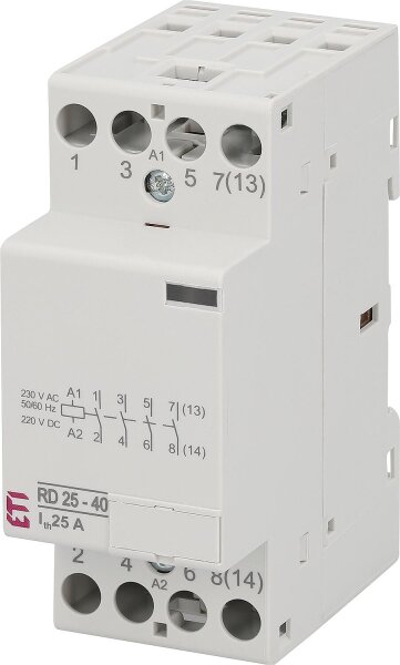 Einbauschütz RD25-40 230VAC/DC, 25A, 4S, 2Module, brummfrei