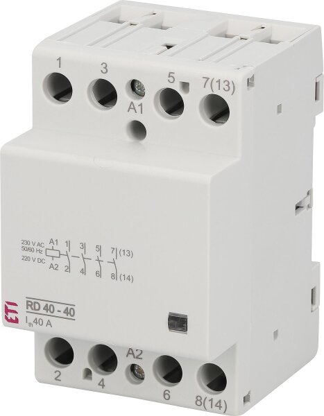 Einbauschütz RD40-40 230VAC/DC, 40A, 4S, 3Module, brummfrei