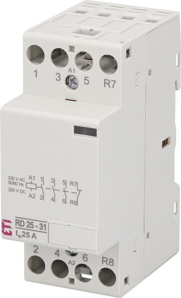 Einbauschütz RD25-31 230VAC/DC, 25A, 3S, 1Ö, 2Module, brummfrei